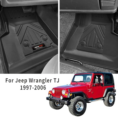 All Weather TPE Front Floor Mats for 1997-2006 Jeep Wrangler TJ Accessories (for 1997-2006 Jeep Wrangler TJ/LJ Front Floor Mats 2 Pcs) - Image 2