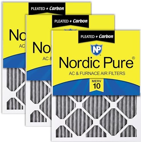 Nordic Pure 18x20x1 Pleated MERV 10 Plus Carbon Air Filters 3 Pack by NordicPure