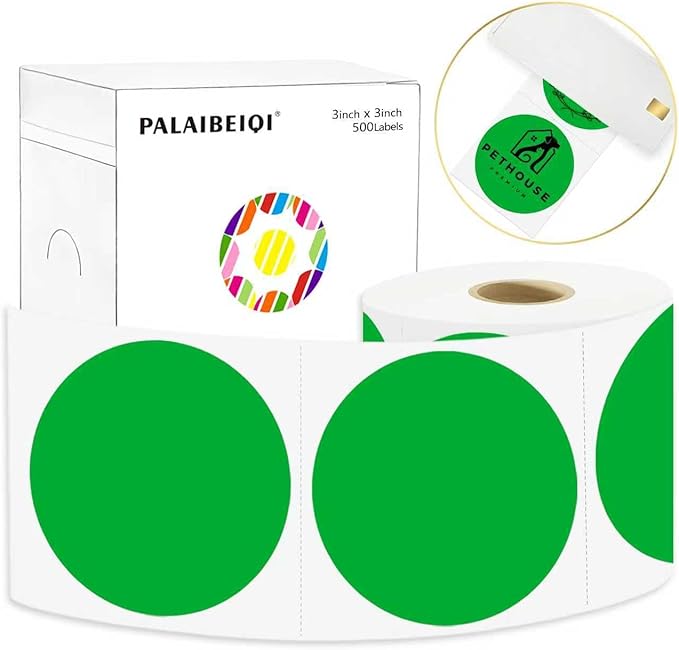 3 X 3 Inch Round Thermal Labels Circle Color Coding Labels Printable Waterproof by Palaibeiqi