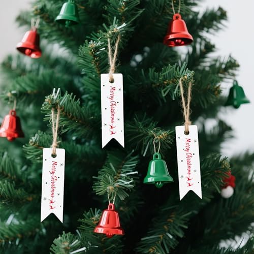 G2PLUS Small Merry Christmas Tags - 100Pcs Deer Xmas Present Tags, 2.8''x0.8'' White Paper Gift Tag with String for Gift Wrapping, Goodies Bags, Christmas Holiday Party Favors - Image 6
