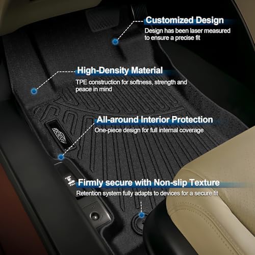 PELEUS Floor Mats Custom Fit for 2008-2012 Honda Accord Sedan 4-Door (Not for Coupe), 4PC Full Set All Weather Car Liners Includes 1st 2nd Row Front Rear Seat Mats and Trunk Mat Cargo Liner, Black - Image 2