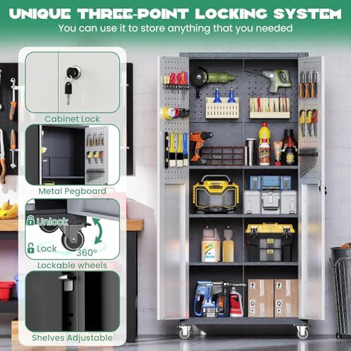 Garage Cabinet System | Heavy Duty Steel All-in-One Modular Garage Cabinet Set for Ultimate Workshop Organization | Easy Assembly Garage Storage Cabinets & Tool Bench - Image 4