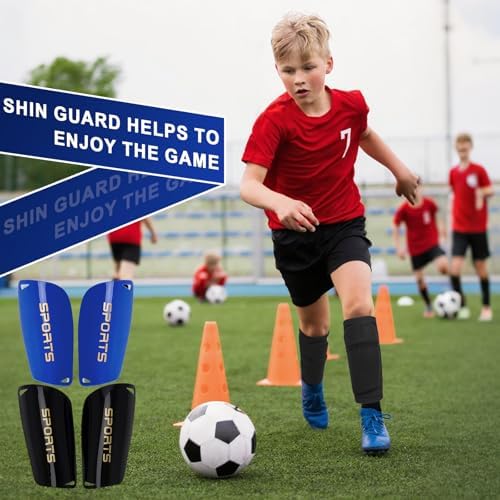 Kids Soccer Shin Guards 2 Pairs Slip-in Youth Shin Pads for Boys Girls, Lightweight PP+EVA Soccer Protective Gear Fits with Shin Guard Sleeves(not Included), Toddler to Teen Sizes Multiple Colors - Image 6