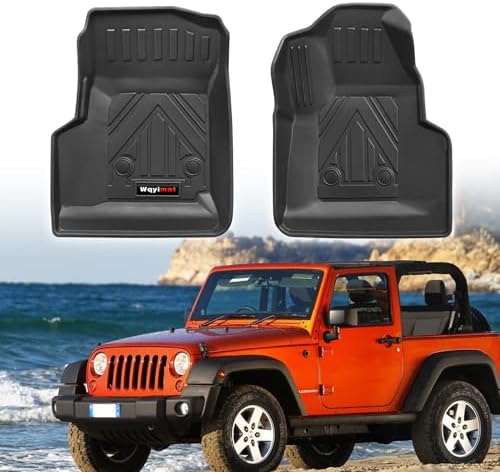 Custom for 1997-2006 Jeep Wrangler TJ/LJ Accessories Front Floor Mats Liner 2 Pcs All Weather TPE (for1997-2006 Jeep Wrangler TJ/LJ Front Floor Mat 2 Pcs) by Wqyimat