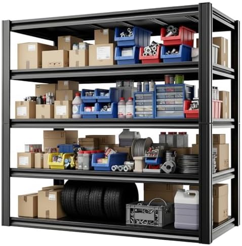 5-Tier Heavy Duty Garage Shelving, 2,750 lbs Capacity Adjustable Metal Storage Shelving Unit for Garage, Basement, Warehouse and Workshop, 35" W x 15.5" D x 72" H by DarubtesForanideallife