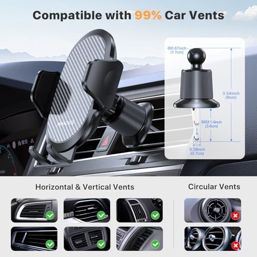 miracase Phone Holders for Your Car with Metal Hook Clip, Air Vent Cell Phone Stand Car Mount, Universal Automobile Cradle for Garmin GPS Fit iPhone Android and All Smartphones, Carbon Fiber 2 Pack - Image 5