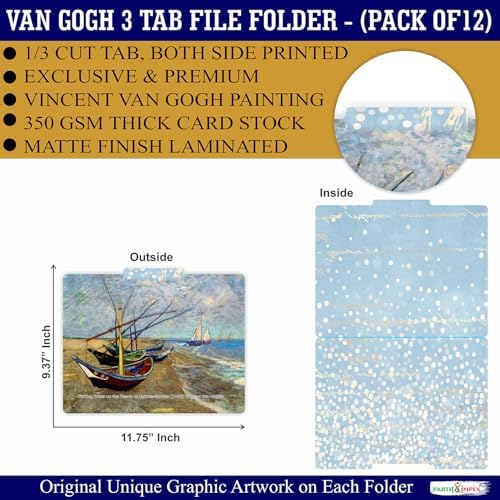 PARTH IMPEX 12 Pack Vincent Van Gogh Decorative File Folders, Letter Size - Image 2