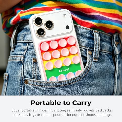 Anteel Silicone Suction Cup Phone Case Mount, Non Slip Sticky Grip for Cellphone, Silicon Adhesive Suction Cup Mount, Strong Grip Holder for Selfies and Videos, 2.4" x 3.8" (RainbowWhite) - Image 3