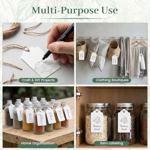 SallyFashion 300PCS White Gift Tags with String, 1.6 X 2.8 inches - Image 2