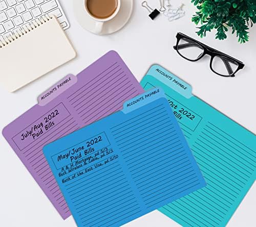 Better Office Products Lined File Folders, 12 Pack, Heavyweight, 1/3 Cut Tabs, 6 Vibrant Colors, Top Custom Subject Box, Letter Size Folders, 9.5" x 11.5", - Image 5