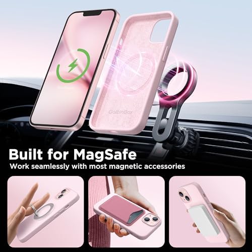 GolbinBox Magnetic for iPhone 13/14 Case, Silicone Cover, Chalk Pink - Image 4