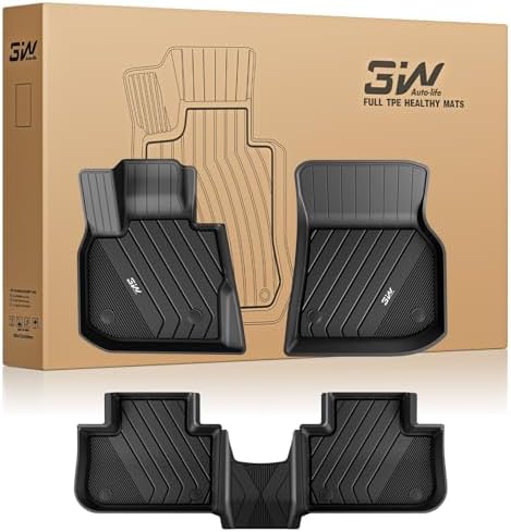 3W Floor Mats for BMW X5 2019-2026, TPE All Weather Custom Fit, Black by 3W