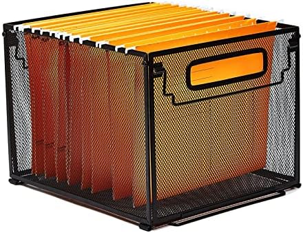 SETTFRFE Letter Size Metal Hanging File Folder Organizer Crate Basket,Black by SETTFRFE