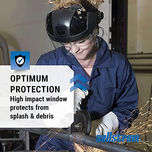 Sellstrom DP4 Face Shield - Lightweight Mask with High Impact Crown & Ratchet Headgear for Work, Grinding, Cutting - ANSI Z87.1 - Anti Fog Polycarbonate Window - Image 3