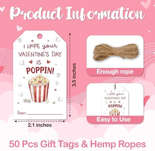 NSHIFMO Valentine'S Day Gift Tags - 50 Happy Valentine'S Day Tags With String - Image 2