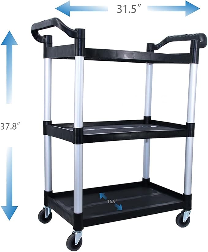 Plastic Utility Cart with Wheels Lockable, Heavy Duty Restaurant Cart, Service - Image 4