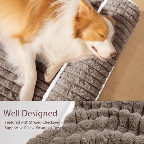 Orthopedic Large Dog Bed Pillow Pet Sofa Bed 56''X40'' Taupe - Image 5