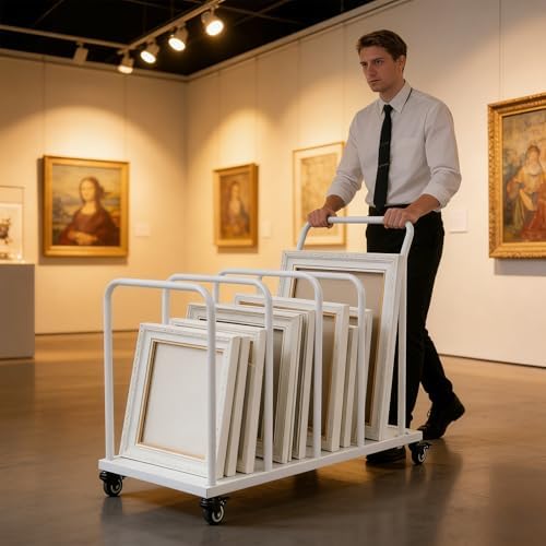 Heavy-Duty Portable Carton Stand, 100 lbs Capacity White Metal Carton Cart with Wheels & Handle, Cardboard Boxes Storage Rack for Home, Supermarket, Warehouse & Commercial Use - Image 4