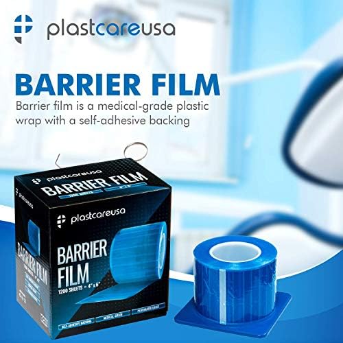Blue Barrier Film Roll 4"x6" - 6.5nm Thickness Medical Grade Surface Protective Dental Barrier Film for Dental, Medical, Tattoo - Easy Peel, Non-Stick Tape (1 Box of 1200 Sheets) By PlastCare USA - Image 2