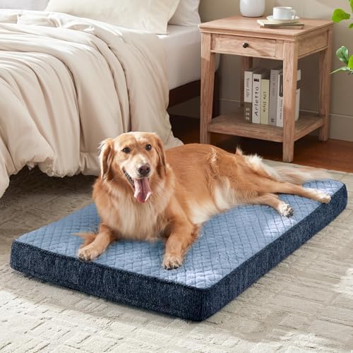 JOEJOY Orthopedic Medium Dog Bed, Washable Dog Crate Bed Medium Sized with Removable Cover, Egg Memory Foam Pet Beds, Blue, 29"x18" - Image 2