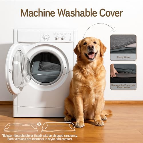 Comfort Expression Washable Dog Bed with Bolster for Medium to Large Dogs - Image 5