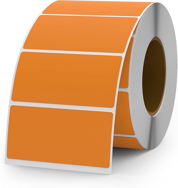 Orange Color Coding Labels 1 × 2 Inches Self-Adhesive Vinyl Rectangle Stickers by YIKIADA