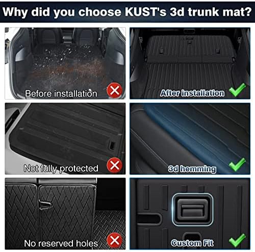 KUST Cargo Trunk Mat for Tesla Model Y Juniper 2025-2026 (5 Seats Only), Rear Trunk Liner with Back Seat Protector for Model Y Juniper Accessories TPE Rubber - Image 6