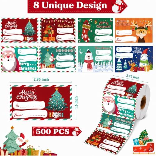 OHOME 500 PCS Christmas Gift Tags - Gift Tags for Christmas Presents | Christmas Gift for Women Mom Men - Christmas Wrapping Paper - Christmas Decorations,2.95 x 1.6 Inch - Image 2