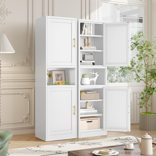 Tall Metal Narrow Bathroom Storage Cabinet 67" H, Tall White Pantry Cabinets with 4 Adjustable Shelves and 2 Doors for Kitchen, Home Office, Living Room, Dining Room(16 inches Wide) - Image 3
