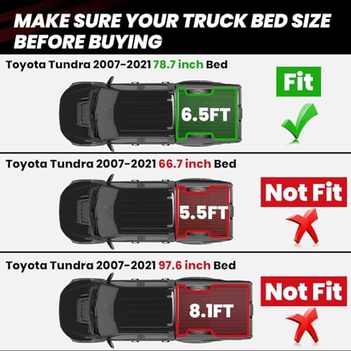 LASFIT Bed Mat for Toyota Tundra 2007-2021 (6.5FT/6.5') Truck Bed Mat - Image 2