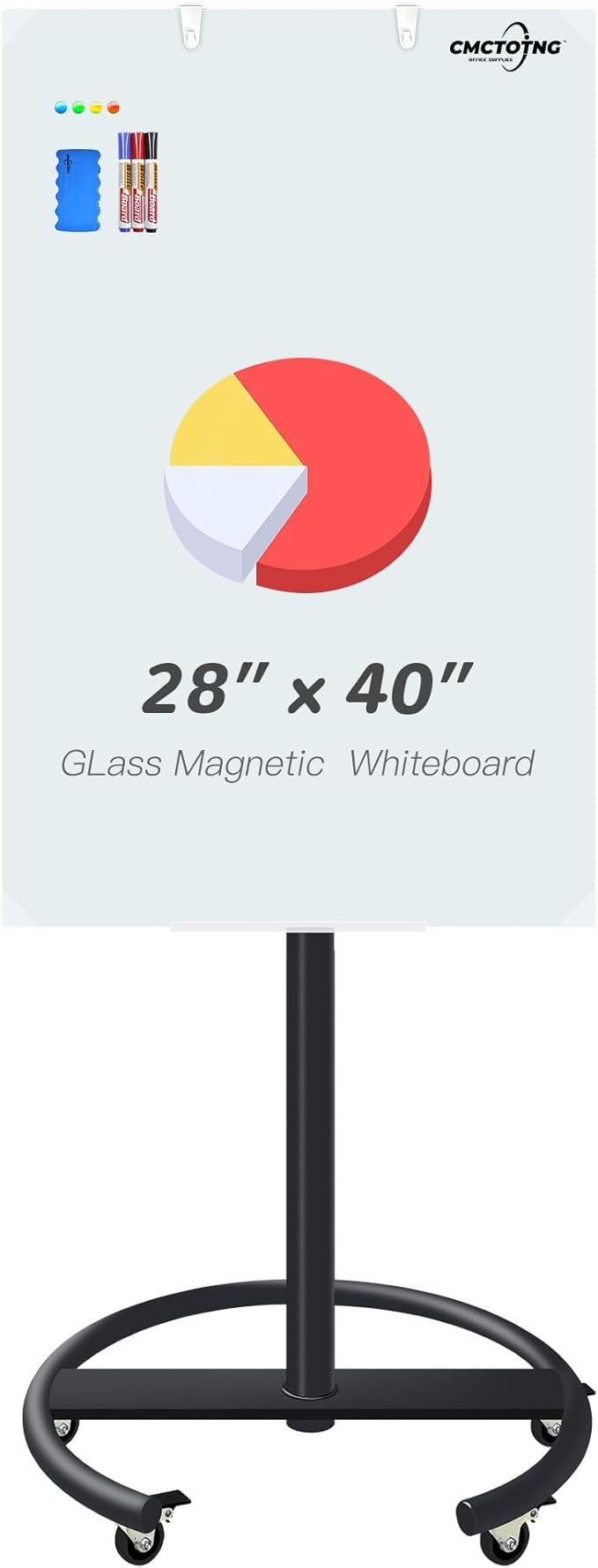 Rolling Magnetic Glass Whiteboard Standing by CMCTOTNG