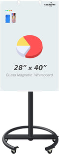 Rolling Magnetic Glass Whiteboard Standing by CMCTOTNG