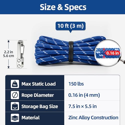 6 Pack Rope with Roller Tensioner for Easy and Secure Tying,Retractable Buckle Rope, Adjustable Tensioner Tie Down Ropes for Daily & Outdoor Use,Tent, Motorhome, Camping(Blue - Image 4