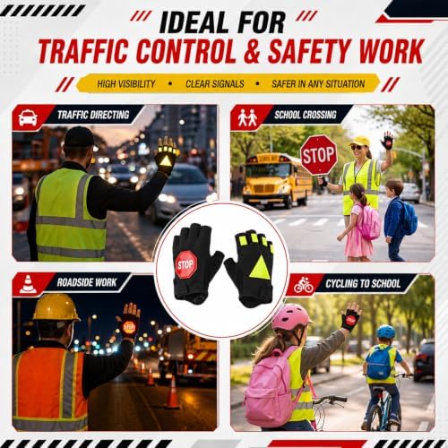Reflective Traffic Safety Gloves Stop Sign Hand Signal Gear - Image 6