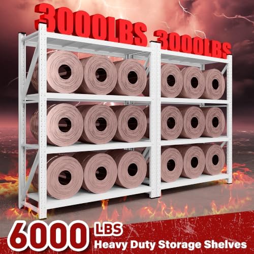 SISESOL Set of 2 48" Wide Heavy Duty Garage Shelving Units,3000LBS 24 Deep Storage Shelves,White Metal Garage Shelves,Large Storage Rack,70 High Steel Shelf,Industrial Shelving for Shop,Warehouse - Image 4