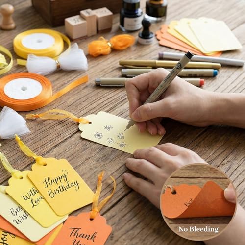 SallyFashion 100PCS Yellow Orange Gift Tags with Organza Ribbons - Image 4
