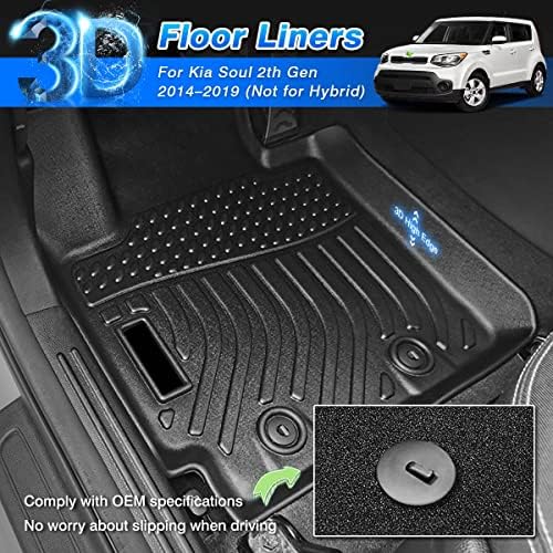 Cartist Custom Fit for Floor Mats 2014-2019 Kia Soul (Not for Hybrid) All Weather Floor Liners Front & 2nd Row TPE Waterproof - Image 2
