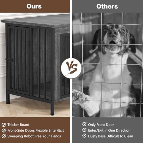 EasyCom 31.5" Dog Crate Furniture for 1 or 2 Dogs, 20-35 Pounds, Dark Grey - Image 6