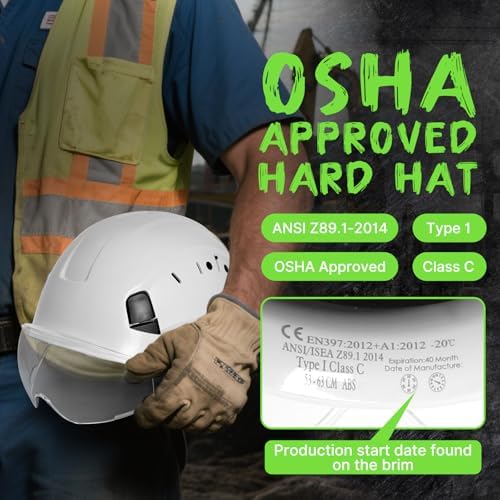 Aolamegs Construction Hard Hat with Visor and Chin Strap for Men,ANSI Z89.1 - Image 6