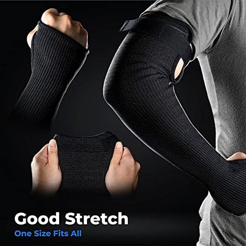 OriStout Cut Resistant Work Sleeves with Tumb Hole, Black, 2 Pairs - Image 4