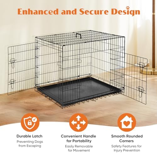 Sweetcrispy Dog Crate 48 Inch, Medium Large Dog Cage, Foldable Pet Kennel - Image 2