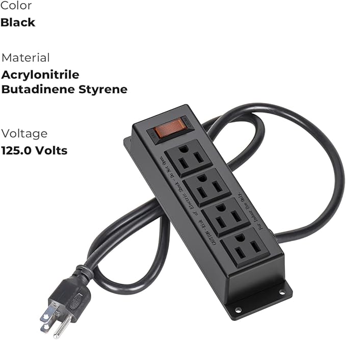 Wall Mount Power Outlet Strip, 4 Outlet Mountable Power Strip - Image 3