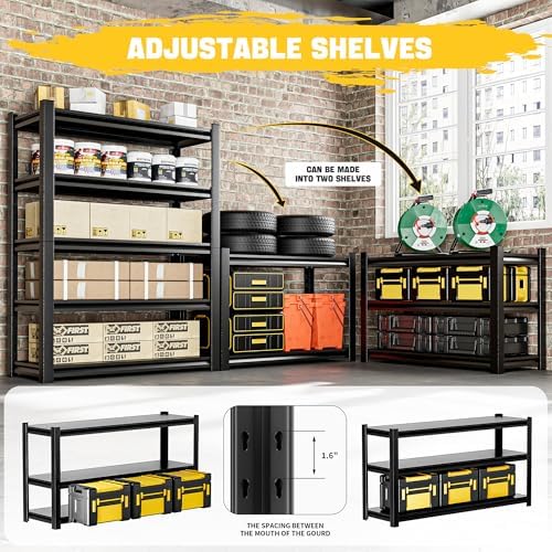 Garage Shelving, 40"W x 16"D x 78"H, Heavy Duty Metal Storage Shelves - Image 5