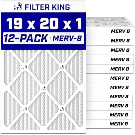 Filter King 19x20x1 Air Filter MERV 8, AC Furnace Filters (12-Pack) by FilterKing