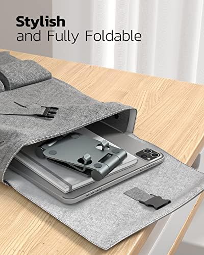 Nulaxy Full Aluminum Dual Folding Cell Phone Stand for Desk, Gray - Image 5