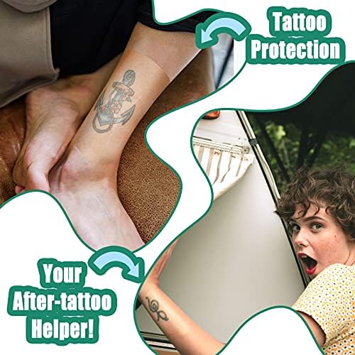 Nuanchu 50 Pcs Waterproof Transparent Adhesive Bandages Clear Adhesive Bandages Stretch Film Tape Tattoo Cover up Tape for Tattoo Swimming Shower(4 x 5.1 Inch) - Image 4