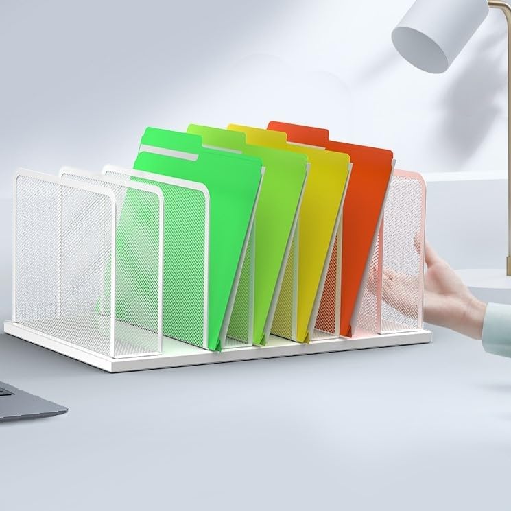 Kuntine.B 7-SectionUpright Desk File Organizer White 2 Pack - Image 6