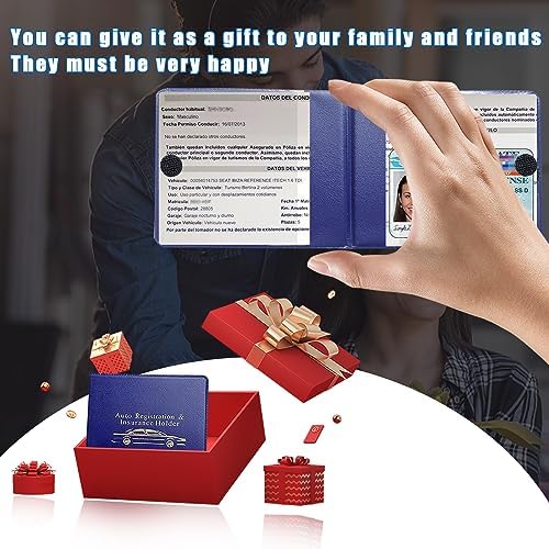 Ziciner Car Registration Insurance Holder, 2Pack Essential Auto Card Document Glove Box Organizer with Touch Fastener, Vehicle Interior Accessories Perfect for Most Car, Truck, SUV (Blue/Gold Words) - Image 4