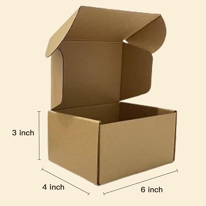 50 Pack 6x4x3 Inches Brown Corrugated Mailer Boxes -Corrugated Cardboard - Image 2