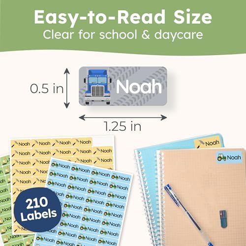 Personalized Name Labels for Kids (210 Labels) - Durable & Waterproof Custom Name Stickers for Clothing Tags, School Supplies, Camp & Daycare - Heavy Duty (1.2”x0.5”) - Image 5